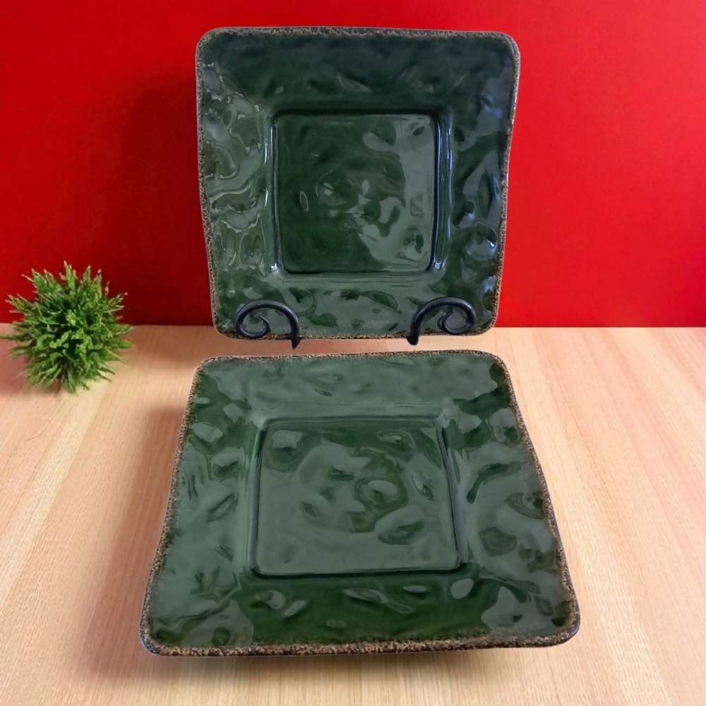 Tabletop Lifestyles Provincia Green Square Dessert Appetizer Salad Plates  8.5"